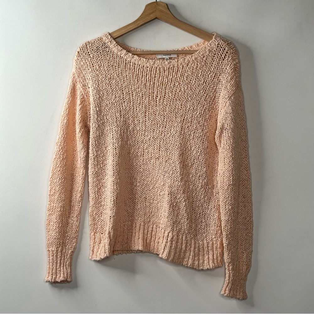 Aritzia Talula Cable Knit Sweater Pullover Long Sleeve Peach Pink